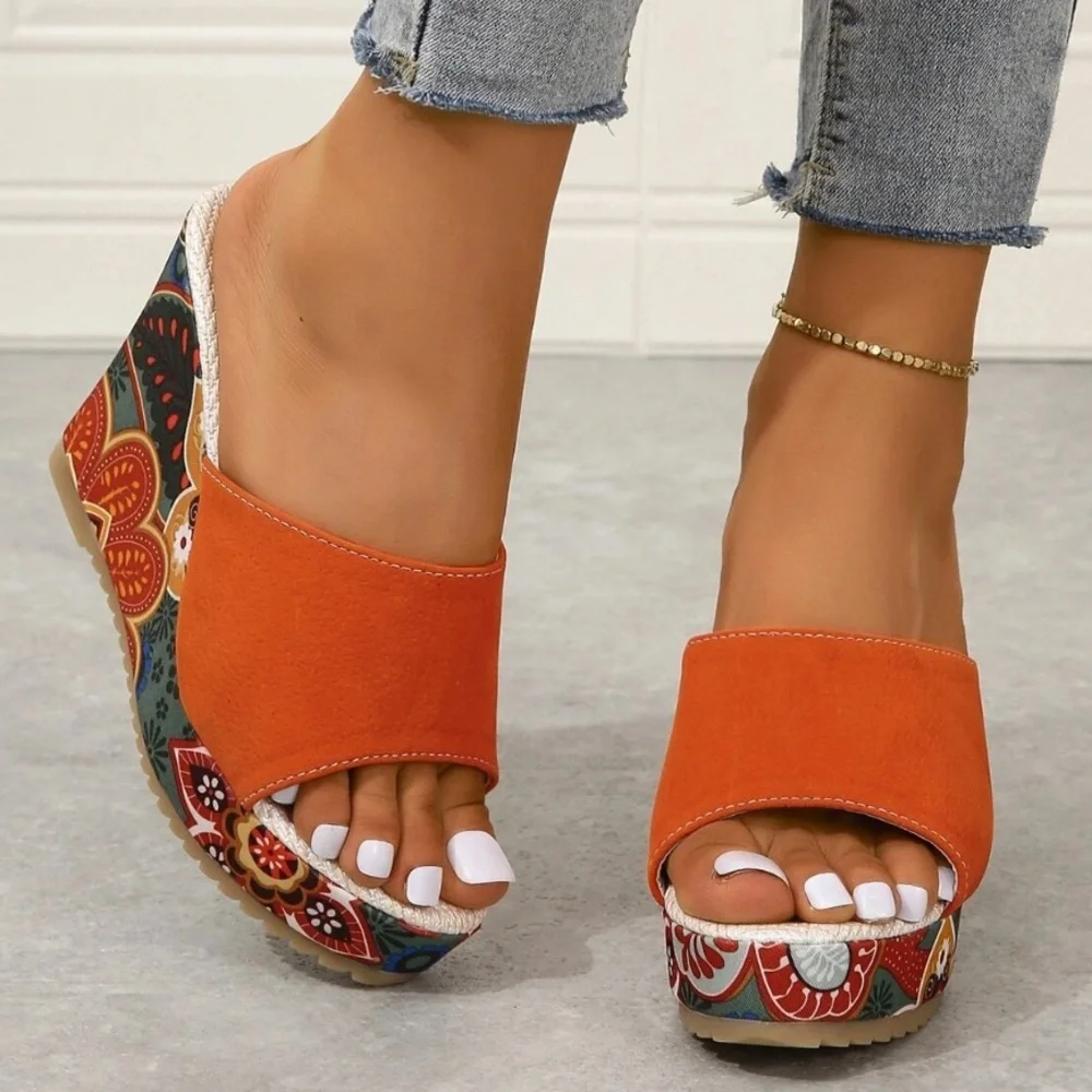 🆕 Floral Wedge Platform Sandals - Picture 3 of 11